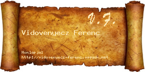 Vidovenyecz Ferenc névjegykártya