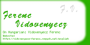 ferenc vidovenyecz business card